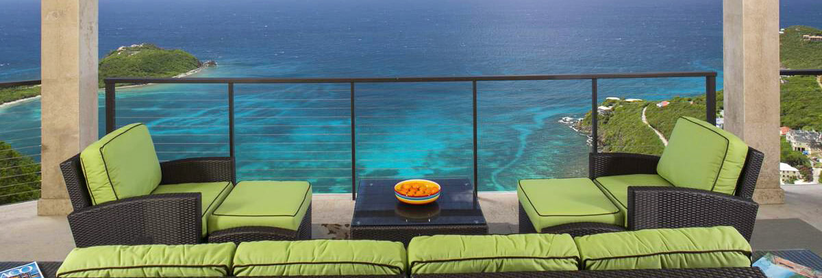Patio seating and ocean view